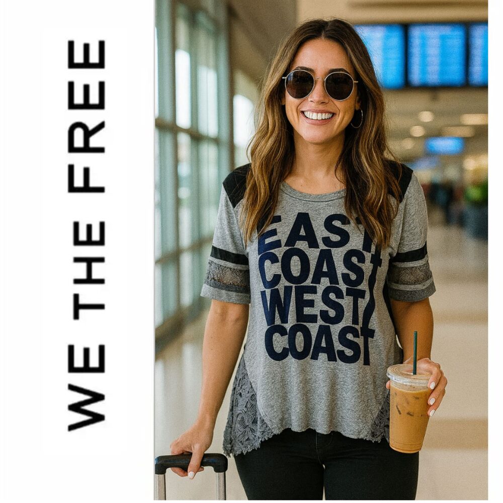 We The Free East Coast West Cost Short Sleeve Crochet Shirt